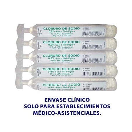CLORURO DE SODIO 0,9% 20ML | Madegom | Droguería CLORURO DE SODIO 0,9% 20ML | Madegom | Droguería