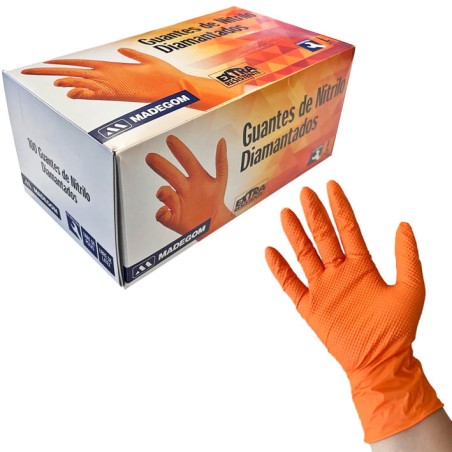 Guante de nitrilo diamantado naranja | MADEGOM Guante de nitrilo diamantado naranja | MADEGOM