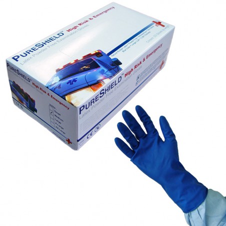 GUANTE ALTO RIESGO DE LÁTEX PURESHIELD NO ESTÉRIL AZUL